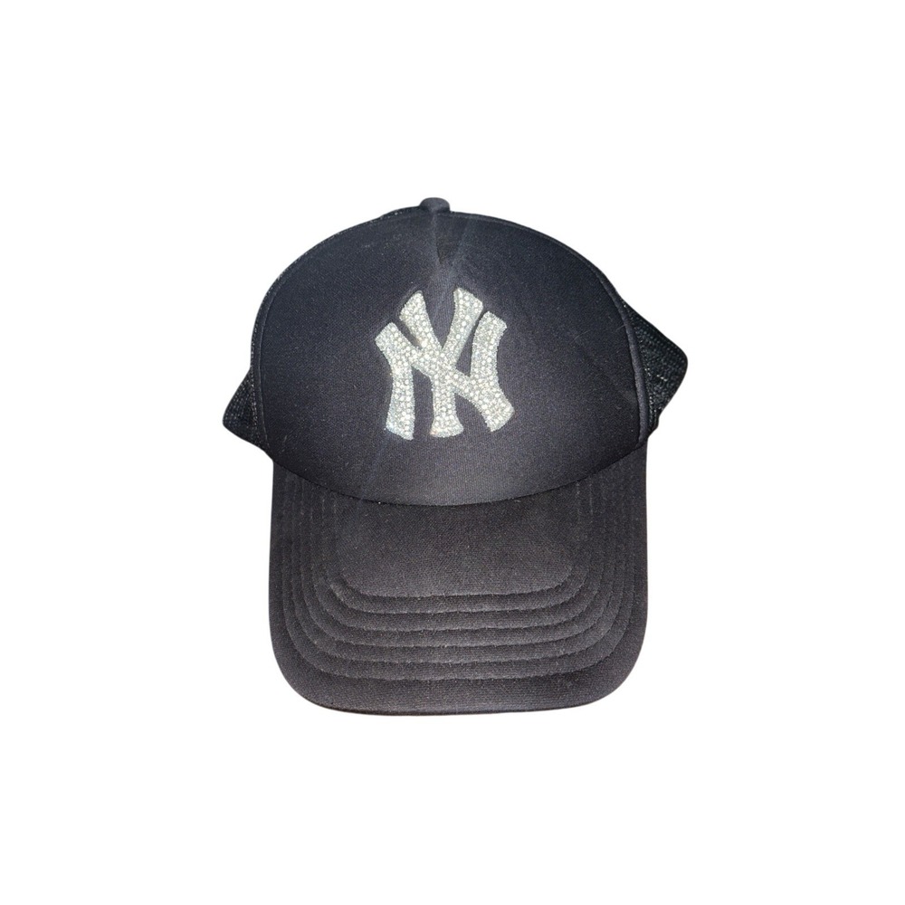Otto Collection Black Trucker‎ Hat Rhinestone NY New York Yankees Logo Snapback